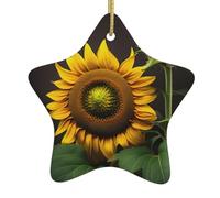 Sunflowers In The Weeds Printing Vintage Christmas Ornaments Ceramic Star Design For Tree Farmhouse