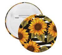 Sunflowers Lapel Pins Round Metal Brooch Badge Cute Tie Tack Pin for Hats, Clothing, Bags Unique Fashion Accessories Gift for Men & Women, white, 5PCS