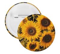 Sunflowers Lapel Pins Round Metal Brooch Badge Cute Tie Tack Pin for Hats, Clothing, Bags Unique Fashion Accessories Gift for Men & Women, 5PCS, tinplate, no gemstone