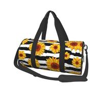 Sunflowers Large Round Travel Duffle Bag, Full-Print Canvas Weekender with Padded Lining, Multiple Pockets,Detachable Shoulder Strap and Soft Leather Handles