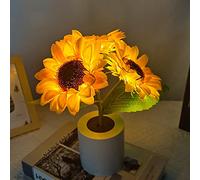 Sunflowers LED Table Lamp 3 Head Simulation Flower Night Light USB Rechargeable Bedside Lights Ornaments for Home Living Room Bedroom Wedding Decor, Mother's Day Gift Idea