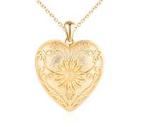 Sunflowers Locket Necklace for Women That Holds Pictures: 925 Sterling Silver Heart Photo Pendant Necklaces-Hypoallergenic Locket Necklace with Picture-Personalised Jewelry Lockets Gifts for Her Gold