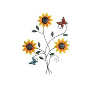 Sunflowers Metal Wall Art Hanging Ornament For Outdoor Garden Decors Weather Resistant Coating Easy Installation Metal Wall Decors