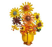 Sunflowers Mini Building Blocks Set with Vase (1019PCS), 3D Floral Art Bouquet, Botanical Collection Micro Bricks Toys, Creative Home Office Decor, Gift for Adults Kids Aged 8+