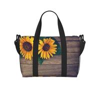 Sunflowers On an Old Wooden Crossbody Travel Bag - Water-Resistant Carry-On Handbag, Large Capacity Gym Bag