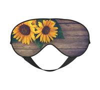 Sunflowers On an Old Wooden Double-Sided Silk Sleep Mask, Adjustable Light Blocking Eye Mask for Travel, Men & Women, Soft Comfortable Blindfold 20x10cm