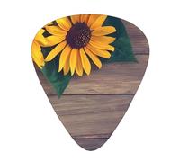 Sunflowers on an old wooden Print Guitar Picks, 12 Pcs Guitar Plectrums Celluloid Pick Classical Triangle Picks for Acoustic, Electric, Bass Guitar including 0.46mm 0.71mm 0.96mm