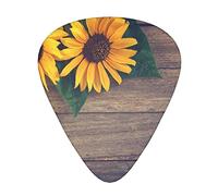 Sunflowers On An Old Wooden Printed Guitar Picks With Organizer Storage Box 0.46 0.71 0.96 Mm Includes Thin Medium Heavy For Bass Electric Acoustic Guitars Ukulele 12 Pack