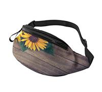 Sunflowers On an Old Wooden Running Fanny Pack Belt Bag with Adjustable Strap for Women Men Sports Fitness Hands Free Wallet Waist Bag