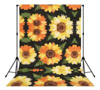 Sunflowers on Black Print Photography Backdrop - 152 Ã- 213 cm Portable Backdrop Curtains for Photo Shoot Backdrop for Home Party Use