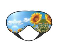 Sunflowers On Blue Print Sleep Mask Silk Eye Cover Soft Satin Blindfold Elastic Strap Night Eyeshade Travel Nap for Women Men