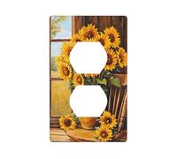 Sunflowers On Chair Country Outlet Cover Light Switch Cover Decorative 1 Gang Wall Plate for Kitchen Room Bathroom Size 7x11.4cm