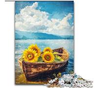 Sunflowers on The Boat Puzzles 1000 Pieces for Adults, Brain Intelligence Challenge Addictive Toys for Home Decoration (50x75cm)