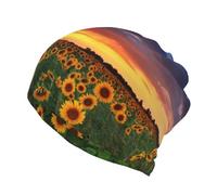 Sunflowers On The Sunset Print Chemo Headwear Women Soft Beanie Head Wrap Scarf Cap Alopecia Bandana Head Cover Multifunction