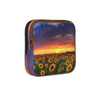 Sunflowers On The Sunset Print Sanitary Napkin Storage Bag, Portable Holder for Pads, Period Pouch for Teen Girls, Reusable Sanitary Bag