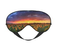 Sunflowers On The Sunset Print Sleep Mask Silk Eye Cover Soft Satin Blindfold Elastic Strap Night Eyeshade Travel Nap for Women Men