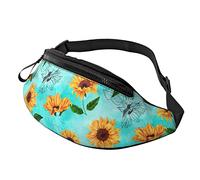 Sunflowers On Turquoise Crossbody Bag Runner Small Hip Pouch Bum Bag Running Waistpack Bumbag Beltbag Sport Slim Fashionable for Jogging Hiking Woman