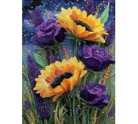 Sunflowers Paint by Numbers Lavender Painting by Numbers for Adults DIY Digital Painting Hobbies for Adults Women with 3 Brush and Acrylic Paints Kit for Home Decor, Wall Art 12x16 inches -zjn2507J6