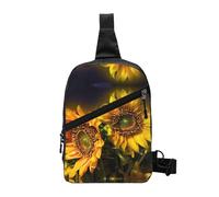 Sunflowers Painting Foldable Chest Sling Bag,Water-Resistant Lightweight Crossbody Pack For Travel Hiking Daily Use,Adjustable Strap Dual Zipper Pockets