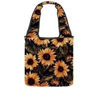 Sunflowers Pattern Canvas Tote Bag for Women, Medium Reusable Grocery Totes Washable and Eco-friendly