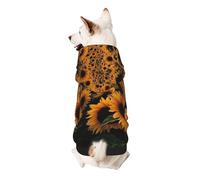 Sunflowers Print Dog Hoodie Sweatshirt For Small Dogs, Warm, Soft And Breathable Pet Clothes, Easy To Wear Jumper For Winter And Fall Warm