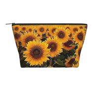Sunflowers Print Makeup Bag Trapezoid Travel Cosmetic Organiser Stylish Storage for Beauty & Gifts for Women Girls