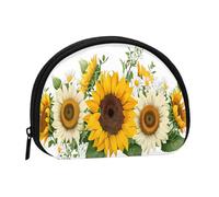 Sunflowers Printed Minis Storage Bag Shell Wallet Small Coin Purse with Minis with Zipper Change Purse for Coin Keys You Can Also Store Any Small Objects You Want