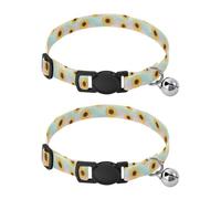 Sunflowers Rainbow Waves Pastel Cat Neck Collar, 2 Pack Dog Collar with Bell