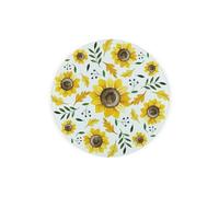 Sunflowers Round Glass Trivet - Pretty Floral Décor Kitchen Gift Small Textured Chopping Board/Worktop Protector 20cm x 20cm (8" x 8")