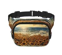 Sunflowers Sea Print Modern Pack Double Layer Square Cross Print Travel and Workout Accessory, Black, One Size, Black, One Size