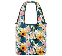 Sunflowers Seamless Pattern Canvas Tote Bag, Medium Book Tote Reusable Cloth Bag for Women Teachers Nurse