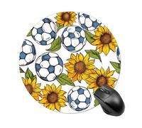 Sunflowers Soccers Round Mouse Pad for Office Home