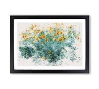 Sunflowers Soon to Bloom Watercolour Framed Print | A2 Black Framed Wall Art | Ready to Hang | Modern Historical Picture | Living Room Bedroom Lounge Office