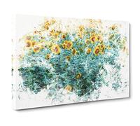 Sunflowers Soon To Bloom Watercolour Modern Canvas Wall Art Print Ready to Hang, Framed Picture for Living Room Bedroom Home Office Décor, 30x20 Inch (76x50 cm)
