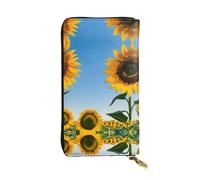 sunflowers sun Print Leather Long Clutch Wallet â€“ Fashionable Personalized Wallet, Multiple Card Slots, Gift Ready, Black, One Size