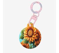 Sunflowers Under The Blue Sky Dog Tags Round Pet Tag,Acrylic Pet ID Tags Durable and Stylish,Perfect for Small to Large Pets