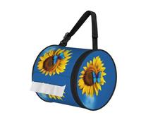 Sunflowers Under The Blue Sky Print Round Tissue Dispenser Bag With Carry Strap, Portable Roll Holder For Car Travel Home