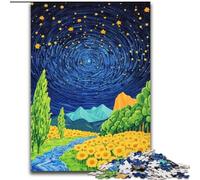 Sunflowers Under The Night Sky 1000 Piece Jigsaw Puzzle for Adults Teens, for 14+ Train Your Brain And Your Hands Christmas Game Gifts (50x75cm)