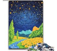 Sunflowers Under The Night Sky 2000 Pieces Jigsaw Puzzle For Adults Teens, Challenging Game And Family Play Educational Game for Birthday, Chrismas (70x100cm)