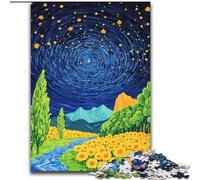 Sunflowers Under The Night Sky Puzzles for Teenagers 1000 Pieces, Suitable for Ages 14 And Up Toy Wall Decor Birthday And Unique Gifts (26x38cm)