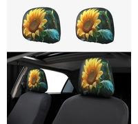 Sunflowers Under The Sun Head Rest Cover Car Accessories, 2 Pcs Car Seat Headrest Cover, Washable Headrest Protector Universal Fit To All Car Suvs Truck Van Vehicles Auto
