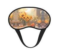 Sunflowers Under The windowsill Blackout Sleep Mask with Elastic Band Design Fits All Head Shapes Ideal for Travel Office and Shift Work