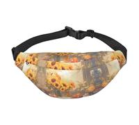 Sunflowers under the windowsill Boys large waist bag, travel crossbody waist bag, suitable for enjoying sports, running, cycling, travel, fishing