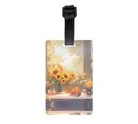 Sunflowers Under The windowsill Printed Luggage Tags Anti-Lost Luggage Labels Suitable for Suitcases Backpacks and Sports Bags