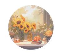 Sunflowers Under The Windowsill Round Non-Slip Rubber Mouse Pad- Durable and Comfortable for Office, Gaming, and Learning 8in