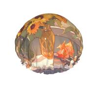 Sunflowers under the windowsill Women's waterproof double shower cap, bath and homeshower cap, reusable shower cap, shower cap for women,