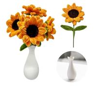 Sunflowers Vase Set , Stems Realistic Yellow Sun Flowers, Artificial Flowers Sunflower Bouquets, Stem Fake Sunflowerr Realistic, Sunflowers Pot Decoration Gifts Nordic Style Mini White Flower Vase
