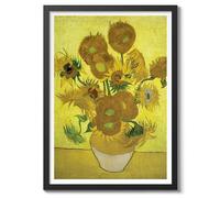 Sunflowers Vincent Van Gogh Print, Classic Famous Oil Painting Print, Modern Art Exhibition, Home Decor Wall Art, Archival Matte, A5 (Black Frame) - 21x14.8cm