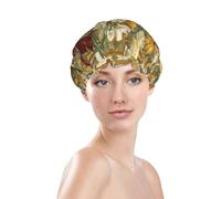 Sunflowers White Daisies In Square Prints Shower Cap Double Layer Lined Waterproof Bathing Shower Hat