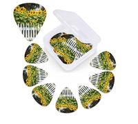 Sunflowers White Picket Fence Guitar Picks 12 Pack 3 Different Thickness Celluloid Guitar Plectrums with Guitar Pick Storage Box Personalized Guitar Pick for Acoustic Guitar Picks